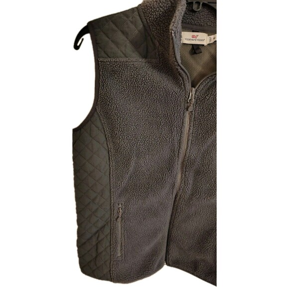 Vineyard Vine  Fleece Vest Jacket Size M Fully Zip Pockets Gray - Picture 5 of 8